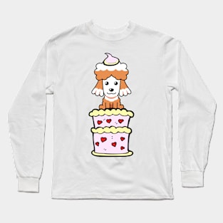 Brown dog Jumping out of a cake Long Sleeve T-Shirt